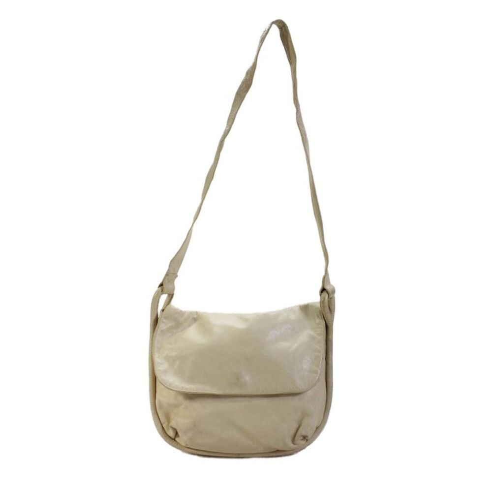 cul de sac Womens Leather Snap Closure Shoulder Handbag Beige